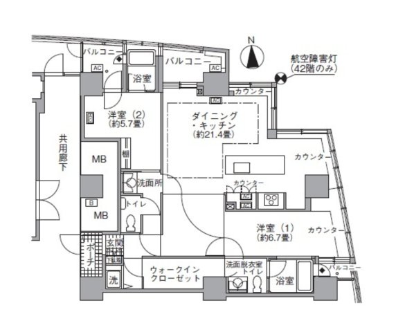 【港区海岸のマンションの間取り】