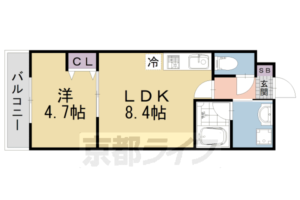 京都市伏見区両替町１５丁目のマンションの間取り