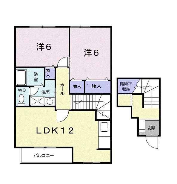 南丹市園部町小山東町のアパートの間取り