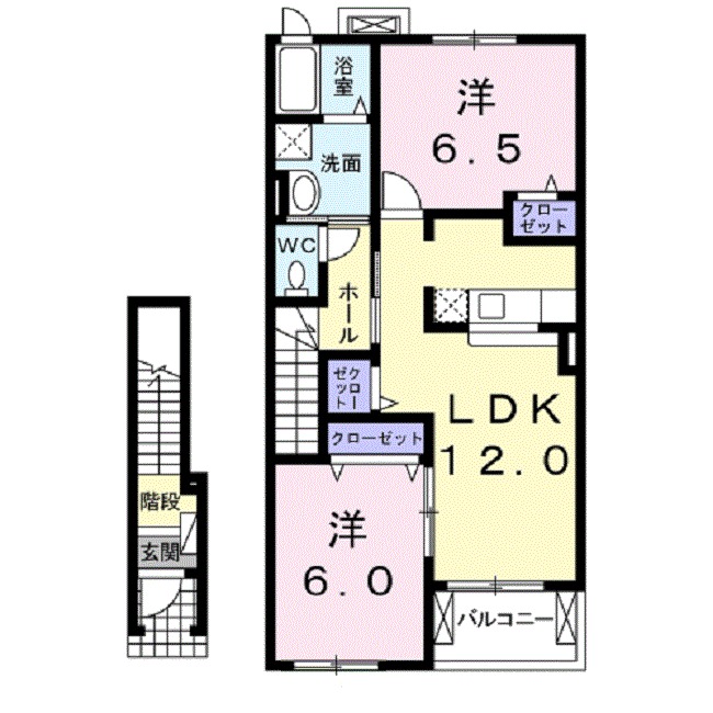 松阪市久保町のアパートの間取り