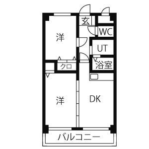 札幌市豊平区中の島二条のマンションの間取り