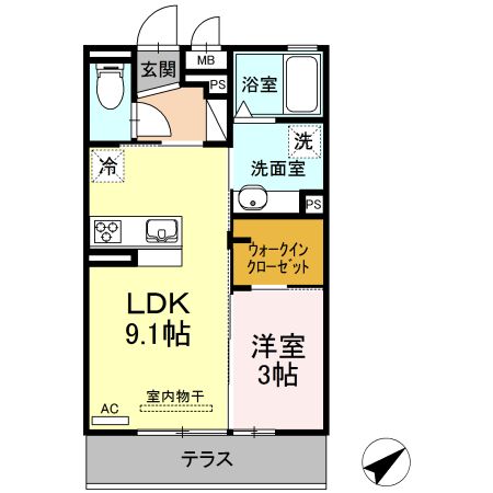 津市江戸橋のアパートの間取り