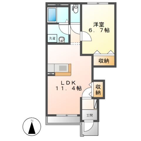 宇都宮市中里町のアパートの間取り