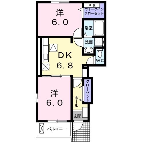 亘理郡亘理町逢隈中泉のアパートの間取り