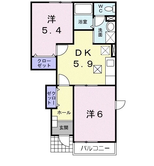 遠田郡涌谷町涌谷のアパートの間取り