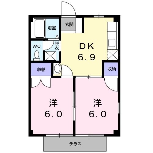 美濃市松栄町のアパートの間取り