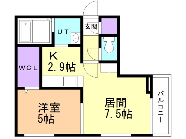 札幌市中央区南十九条西のマンションの間取り