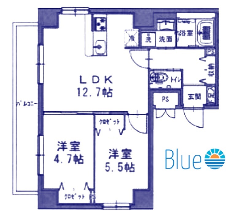 横浜市神奈川区大口通のマンションの間取り