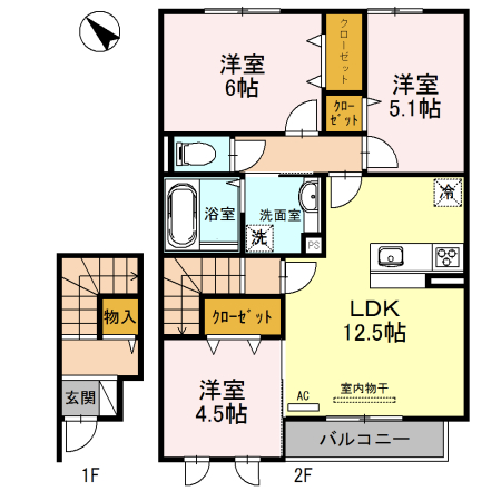 湖南市岩根中央のアパートの間取り