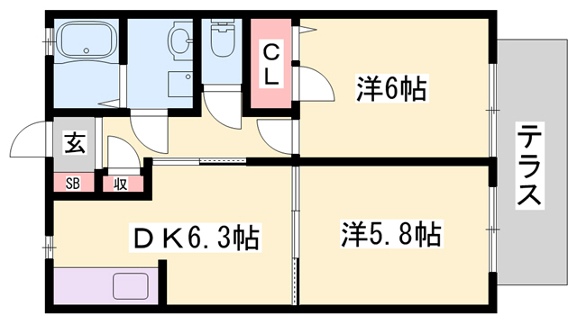 加古郡稲美町六分一のアパートの間取り