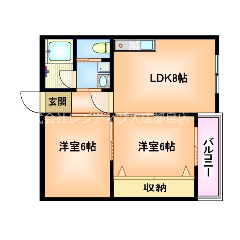 大阪市都島区都島本通のマンションの間取り