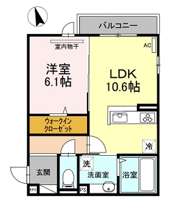 広島市安佐北区亀山のアパートの間取り