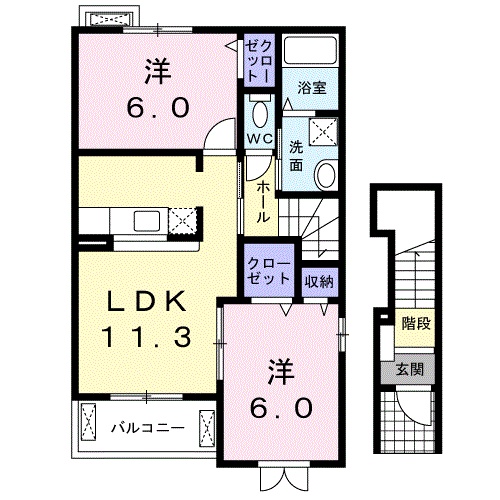 豊橋市東脇のアパートの間取り