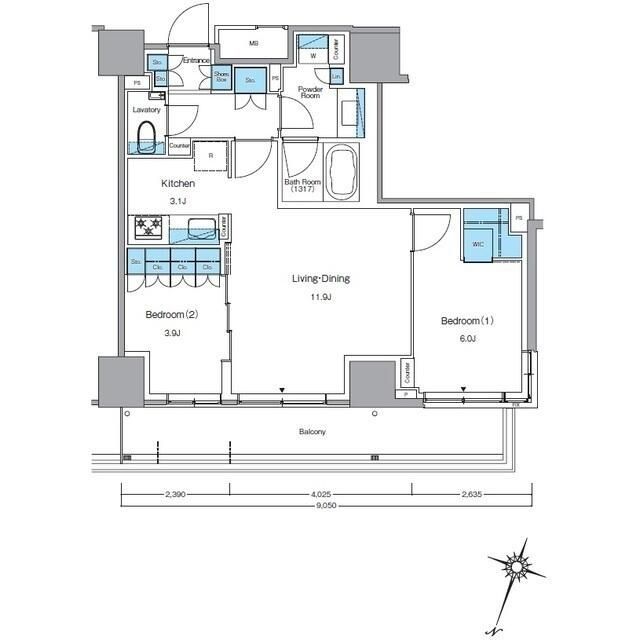 目黒区青葉台のマンションの間取り