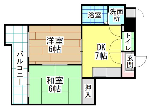 北九州市戸畑区中原東のマンションの間取り