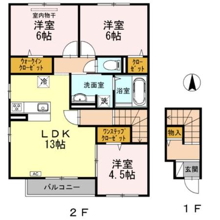 倉敷市玉島乙島のアパートの間取り