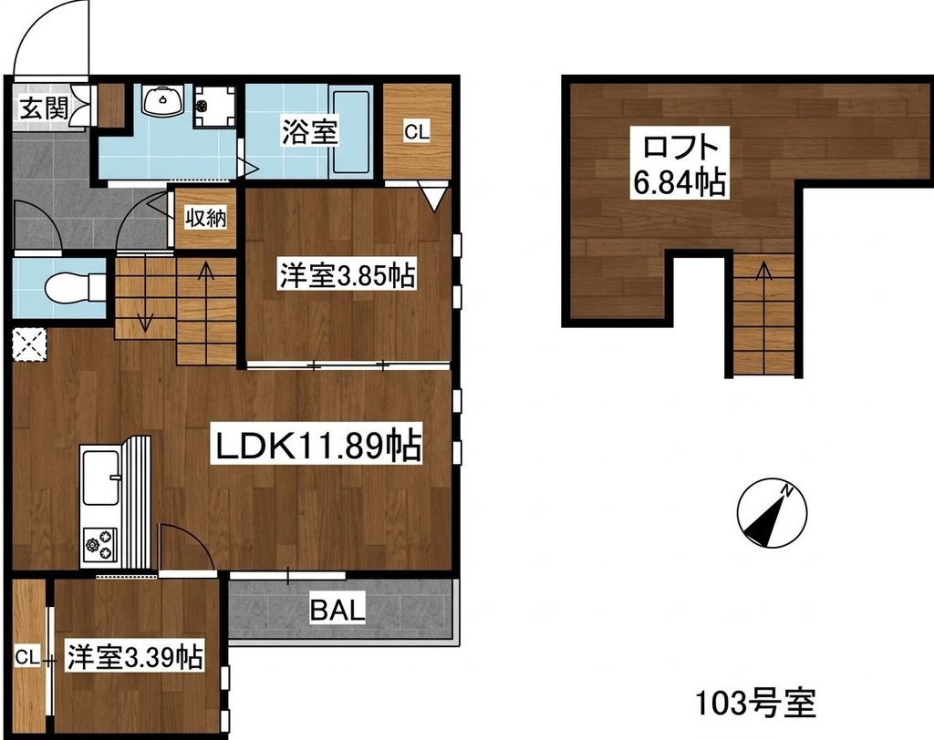 Grandtic Tong s大橋の間取り写真