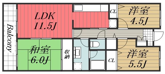ＪＲ総武線 新検見川駅 徒歩5分 5階建 築33年の間取り写真