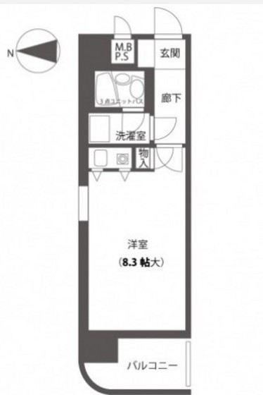 岡山市北区中山下のマンションの間取り