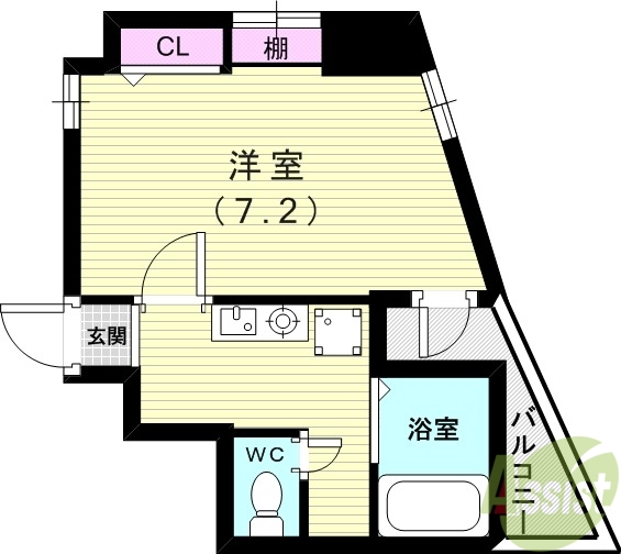 神戸市灘区鹿ノ下通のマンションの間取り