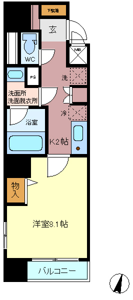 仙台市青葉区国分町のマンションの間取り