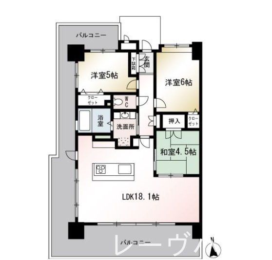 福岡市中央区荒津のマンションの間取り