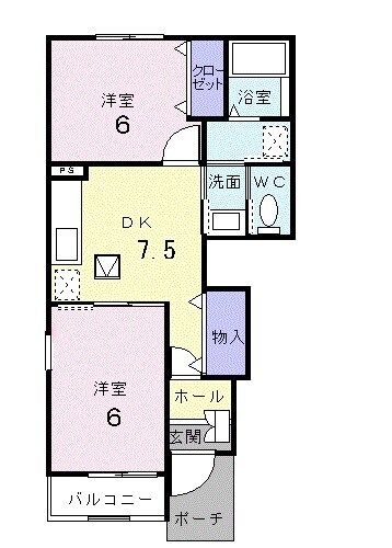 袋井市春岡のアパートの間取り