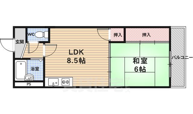 京都市南区吉祥院前田町のマンションの間取り