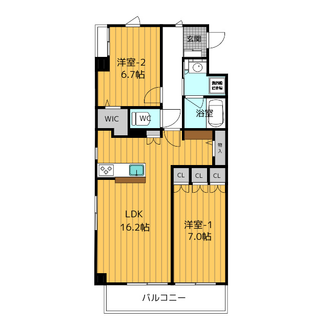 【昭島市中神町のマンションの間取り】