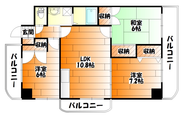 広島市安佐南区山本のマンションの間取り