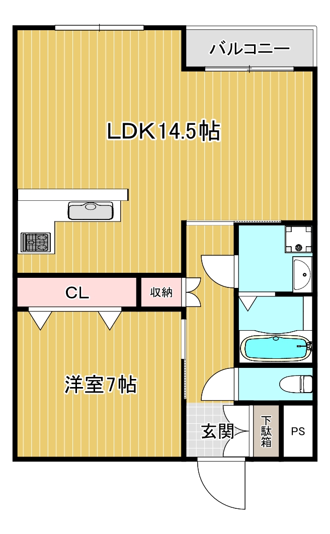 堺市東区北野田のマンションの間取り