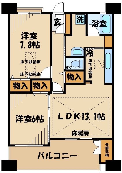 日野市石田のマンションの間取り