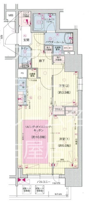 名古屋市中区丸の内のマンションの間取り