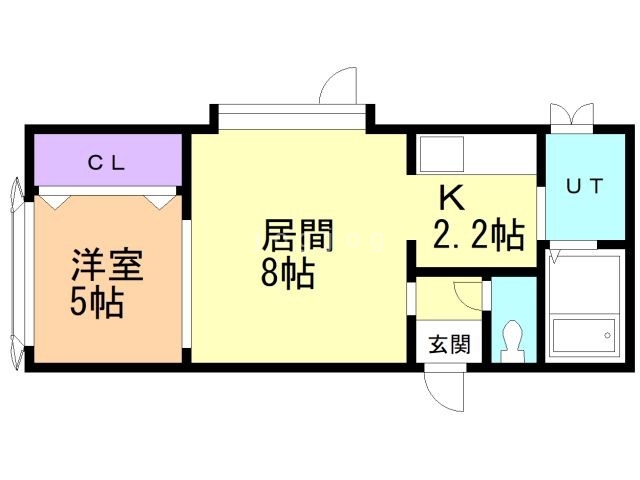 北広島市大曲緑ヶ丘のアパートの間取り