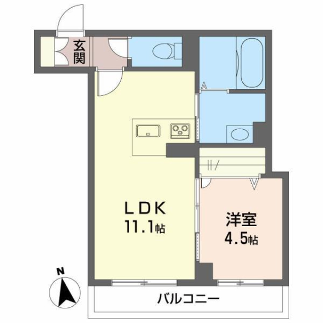 松山市北斎院町のアパートの間取り