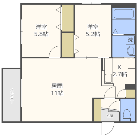 札幌市中央区南二十四条西のマンションの間取り