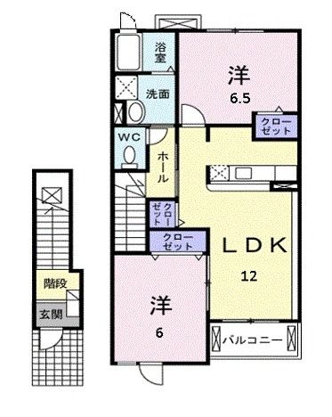 登米市中田町石森のアパートの間取り