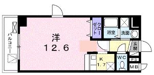 岡山市北区京橋南町のマンションの間取り