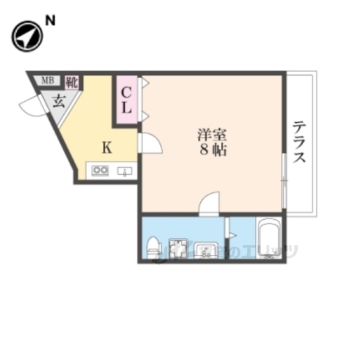 京都市山科区大宅古海道町のアパートの間取り