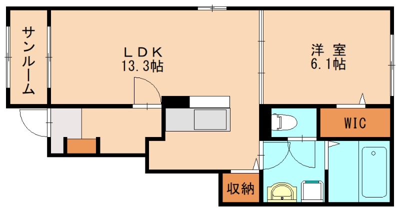 福津市津屋崎のアパートの間取り