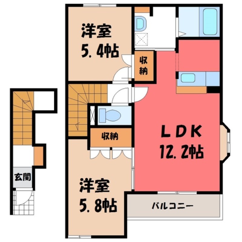 古河市上辺見のアパートの間取り