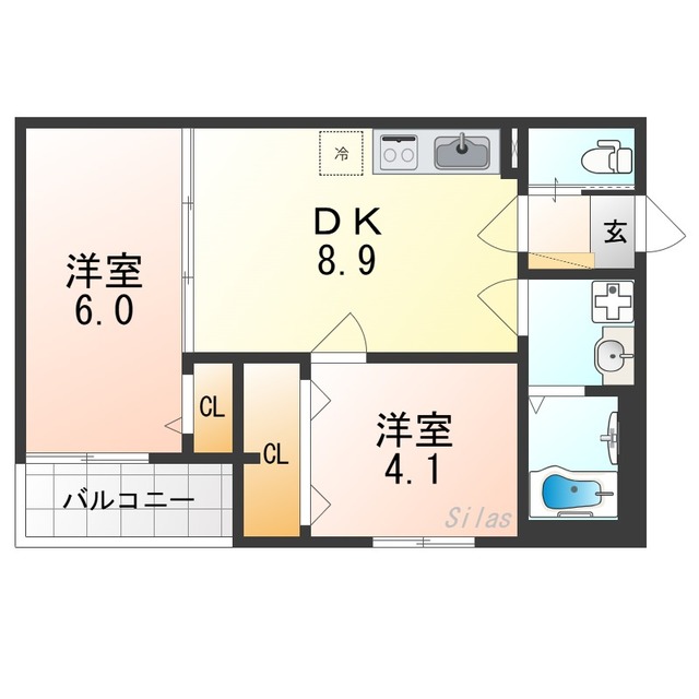 堺市堺区香ヶ丘町のアパートの間取り