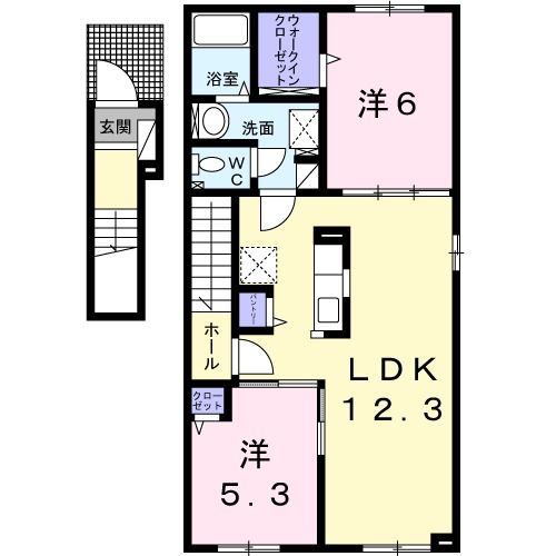 【苫小牧市汐見町のアパートの間取り】