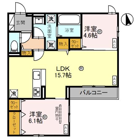 西宮市甲子園一番町のアパートの間取り