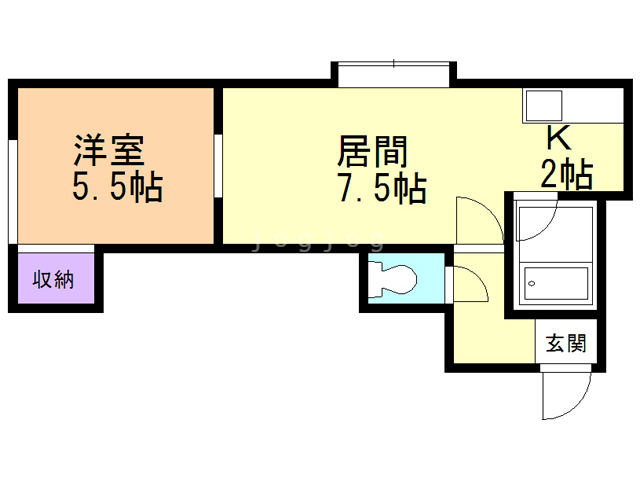 札幌市西区宮の沢三条のアパートの間取り