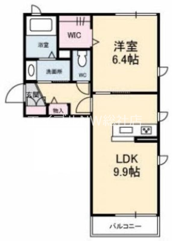 倉敷市上富井のアパートの間取り