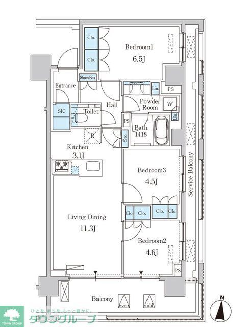 大田区東矢口のマンションの間取り