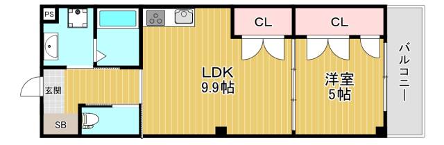 東大阪市西堤楠町のマンションの間取り