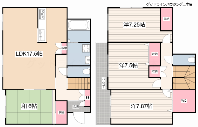 小野市育ヶ丘戸建の間取り