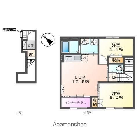 東金市田間アパートの間取り写真